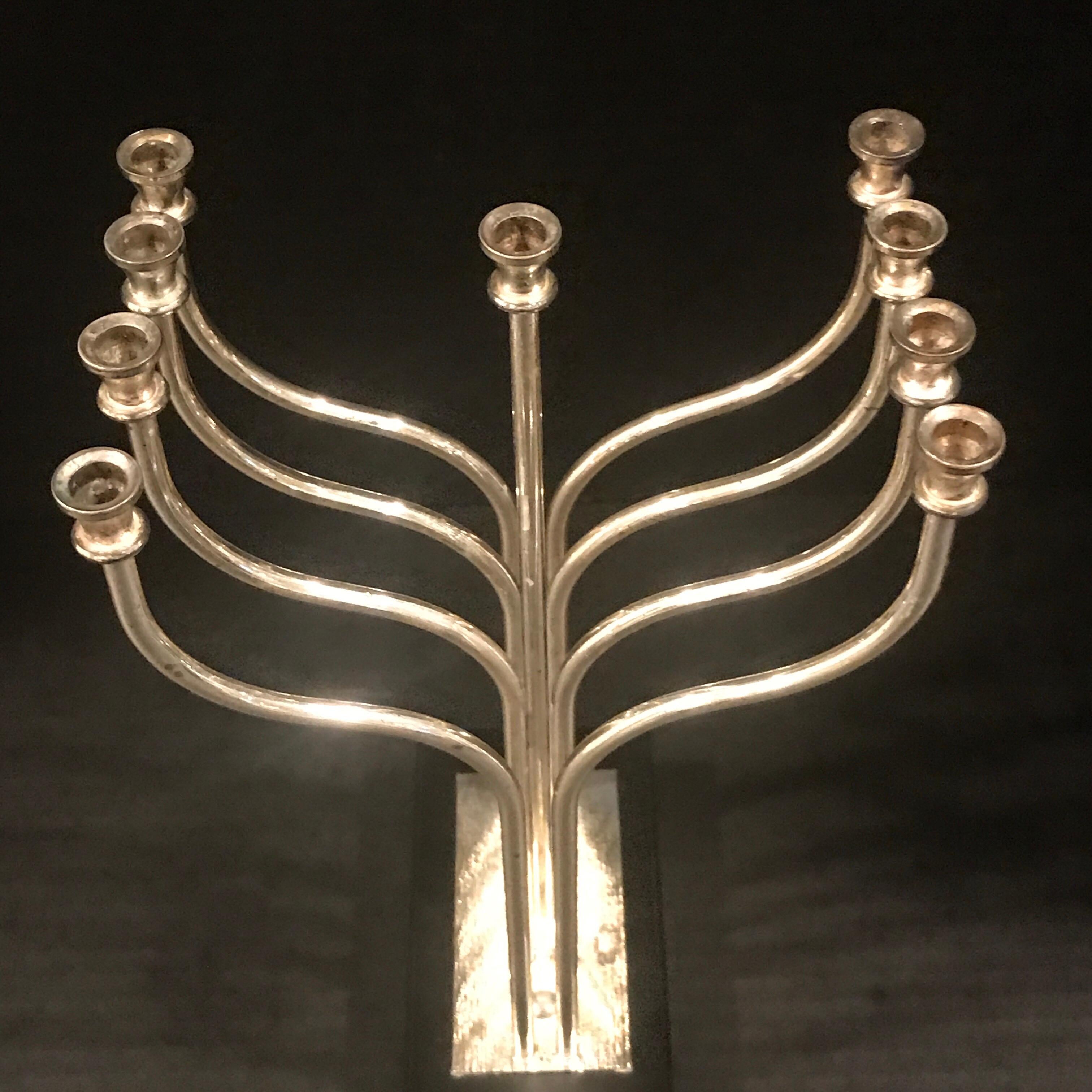 Silver Plated Menorah in the Style of Yaacov Agam For Sale 3