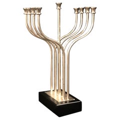 Silver Plated Menorah in the Style of Yaacov Agam