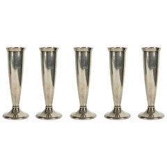Silver-Plated Metal 1930s Small Flower Vases by Gio Ponti for Krupp, Set of Five