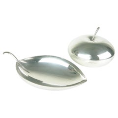 Versilberte Metallschüssel & Dose 1960er Jahre von Christofle