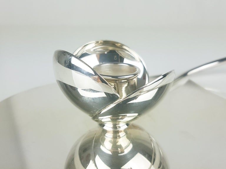 Space Age Silver Plated Metal 1970s Candleholder by Lino Sabattini For Sale