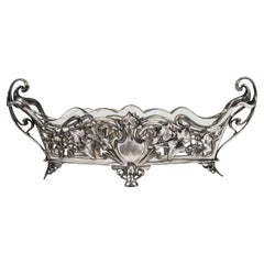 Bol en métal argenté et cristal, période Art nouveau, 1900.