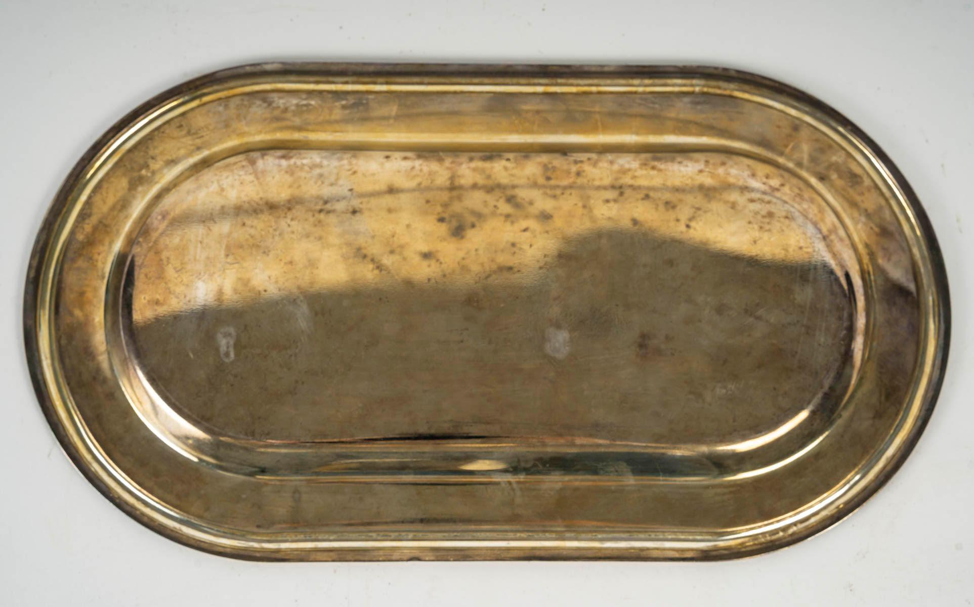 Silver Plated Metal and Marble Foie Gras Platter, 20th Century. In Good Condition For Sale In Saint-Ouen, FR