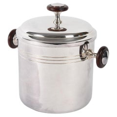 Silver Plated Metal and Wood Ice Bucket with lid, 1980.