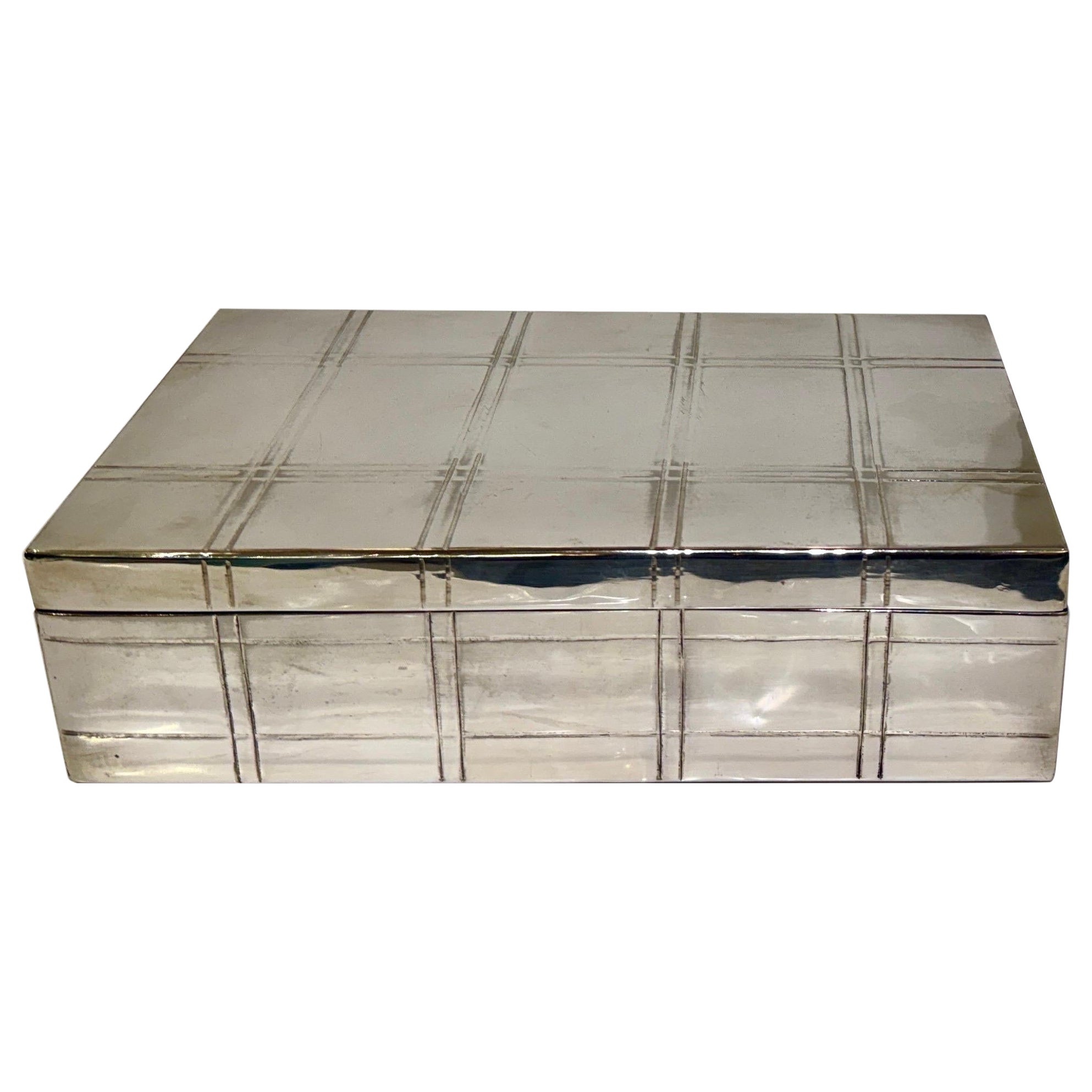 Silver-Plated Metal Geometric Design Curio Box