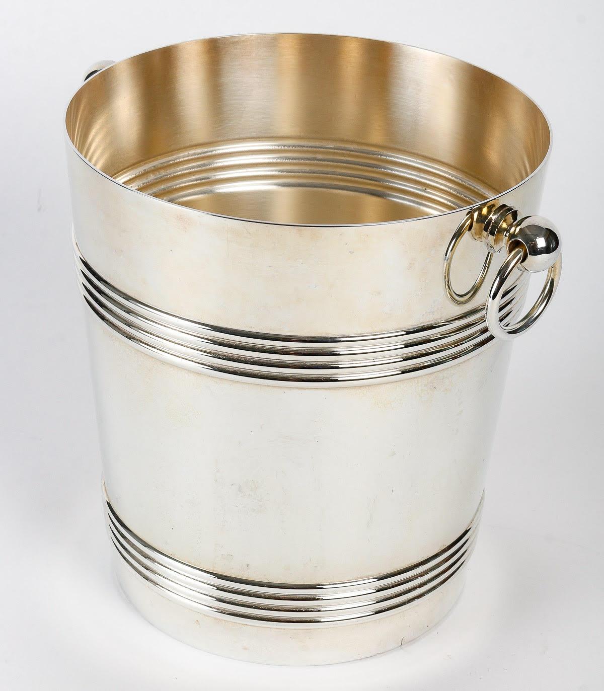 Modern Silver-Plated Metal Ice Bucket by Christofle.