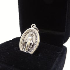 Silver-plated metal medal for pendant “Miraculous Virgin”, 2010s - Italy