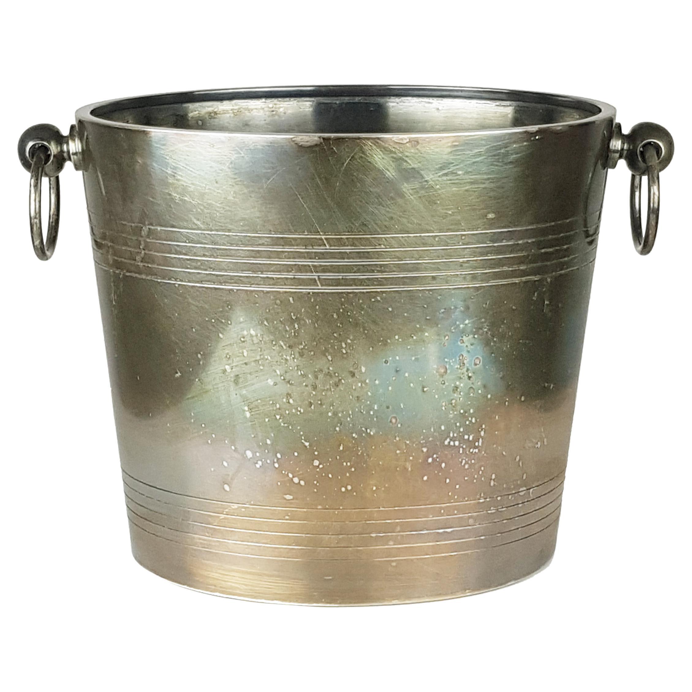 Silver Plated Metal Mid-Century Modern Ice Bucket by Christofle For Sale