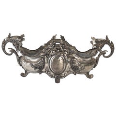 Antique Silver Plated Metal Planter in Louis XV Style