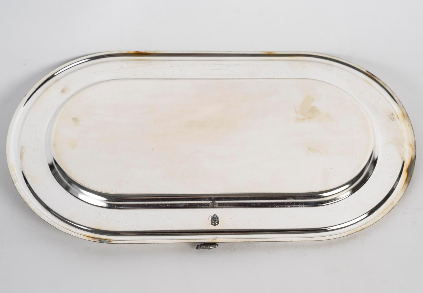 French Silver Plated Metal Presentation Tray, 20th Century. For Sale