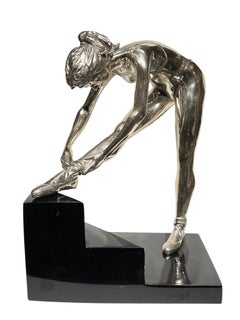 Silver Plated Metal Sculpture of a Ballerina by Federico Cardona