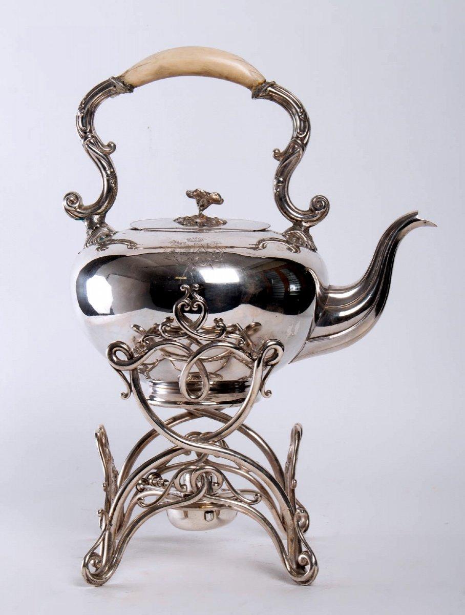 French Silver Plated Metal Teapot and Kettle