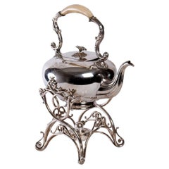 Silver Plated Metal Teapot and Kettle