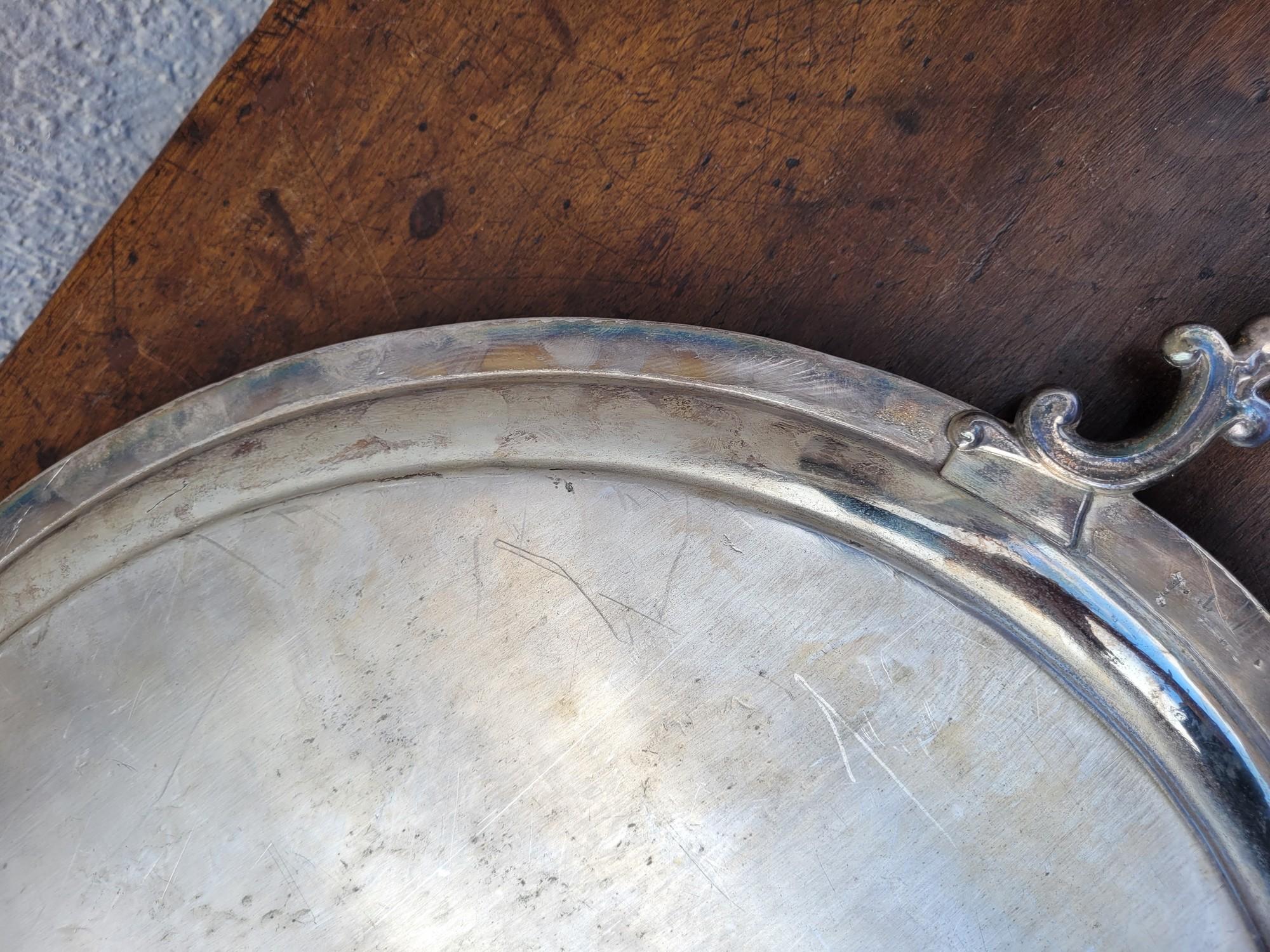 Plateau en métal argenté, 20ème siècle en vente 6