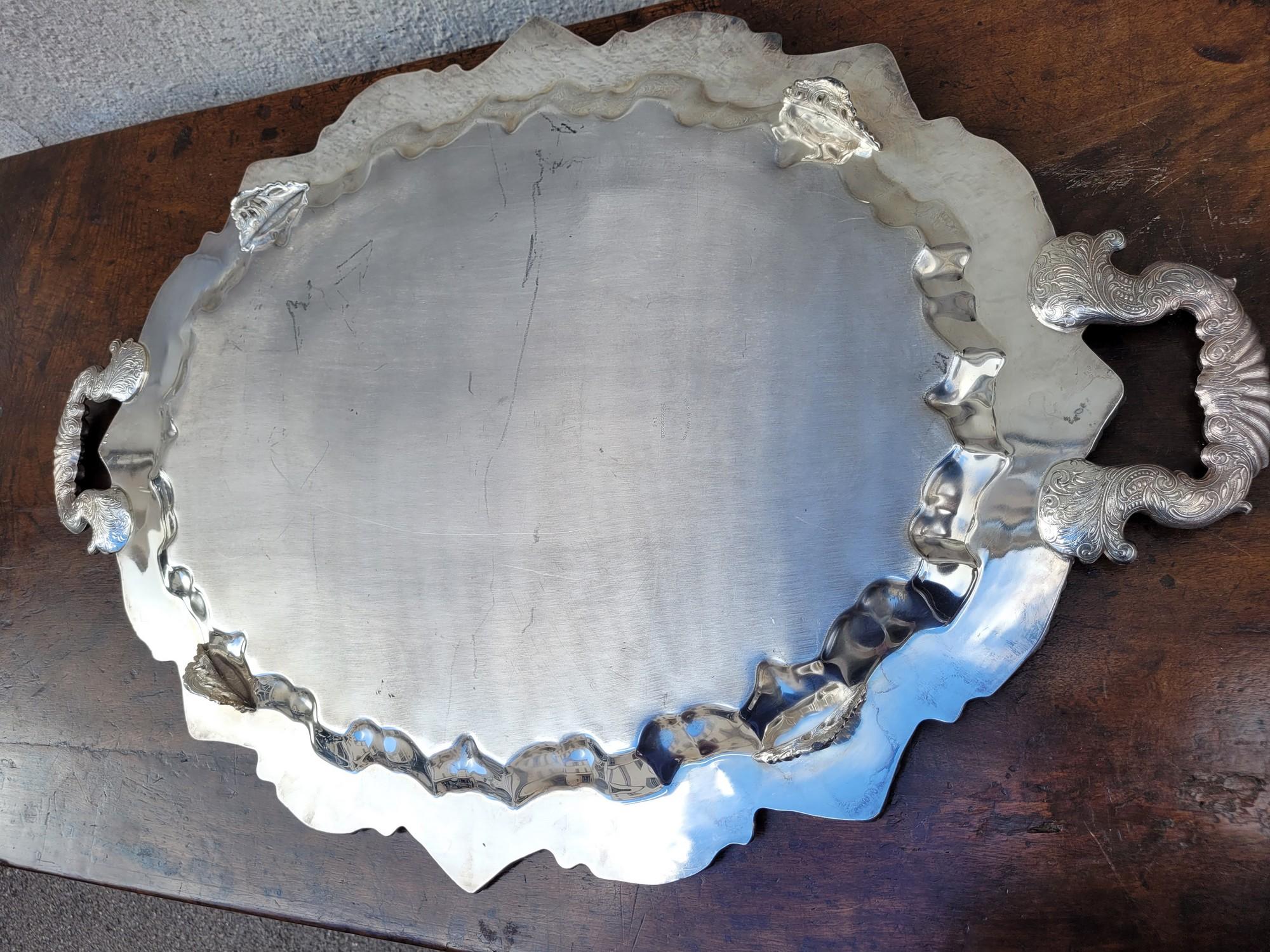 Plateau en métal argenté, 20ème siècle en vente 8