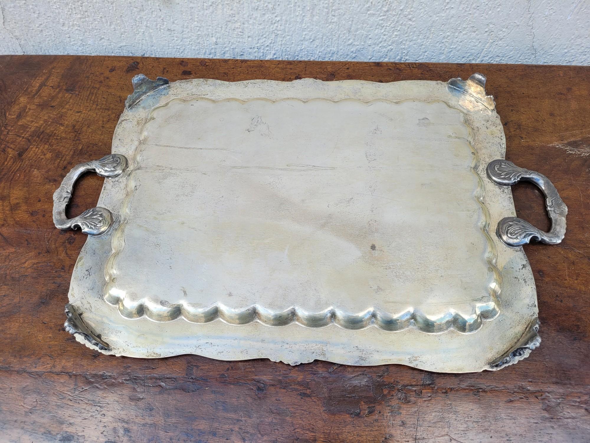 Plateau en métal argenté, 20ème siècle en vente 1