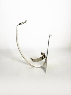 Silver-plated metal wine bottle holder, France, 1970