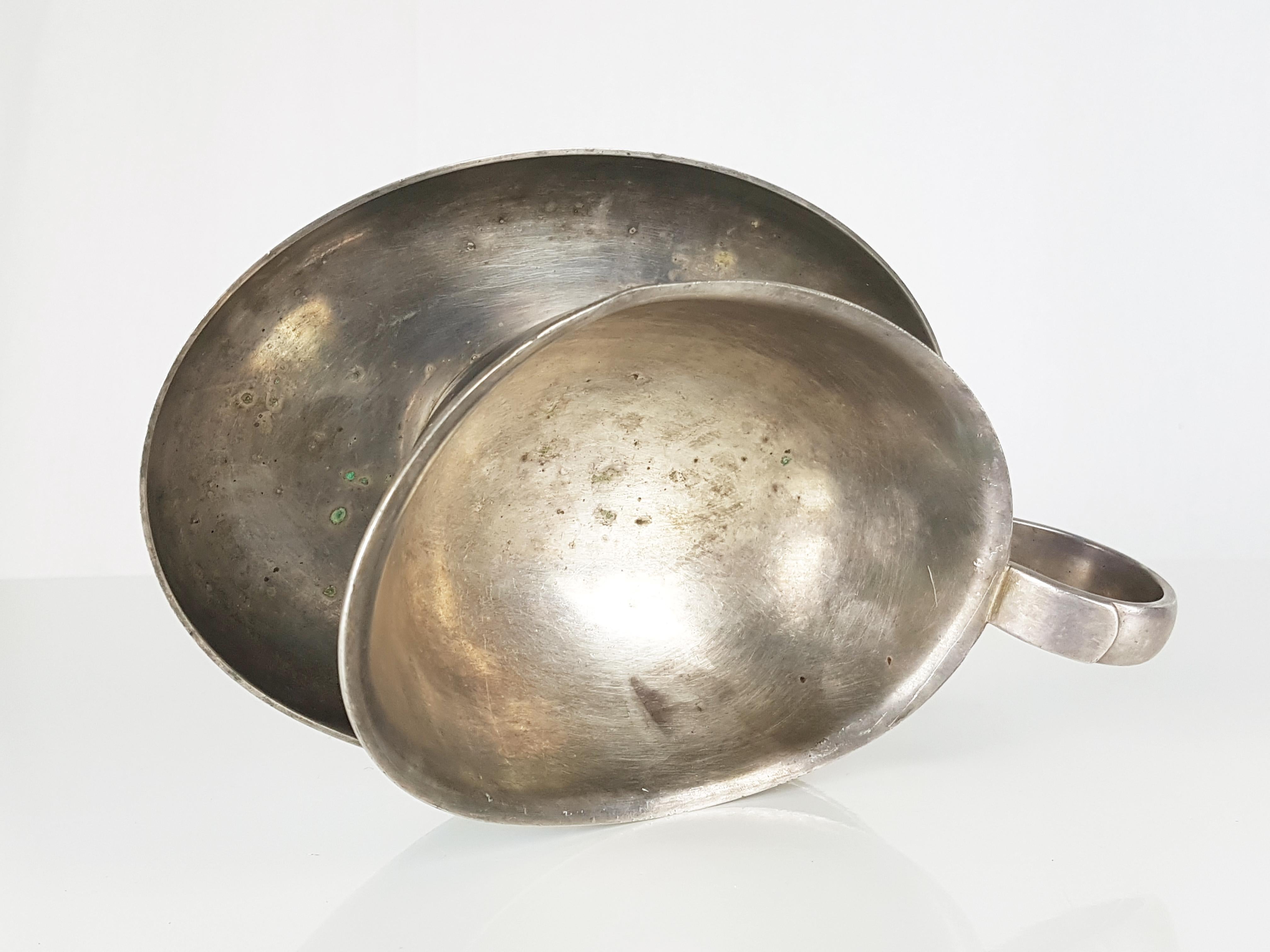 Alpaca Silver-Plated milk jug and gravy boat by Gio Ponti for Calderoni, 1930s For Sale