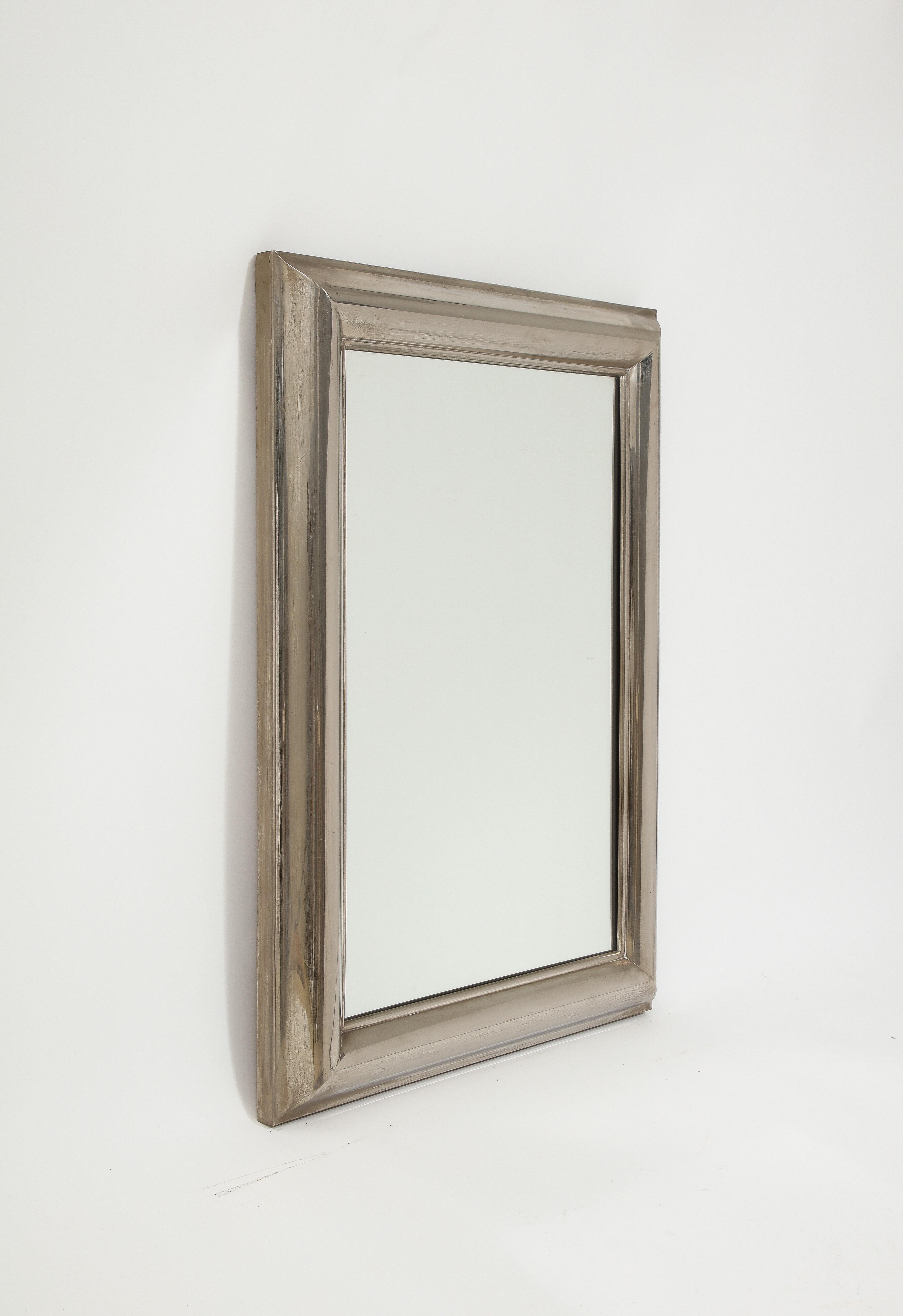 Mid-Century Modern Silver Plated Mirror, France 1960's For Sale