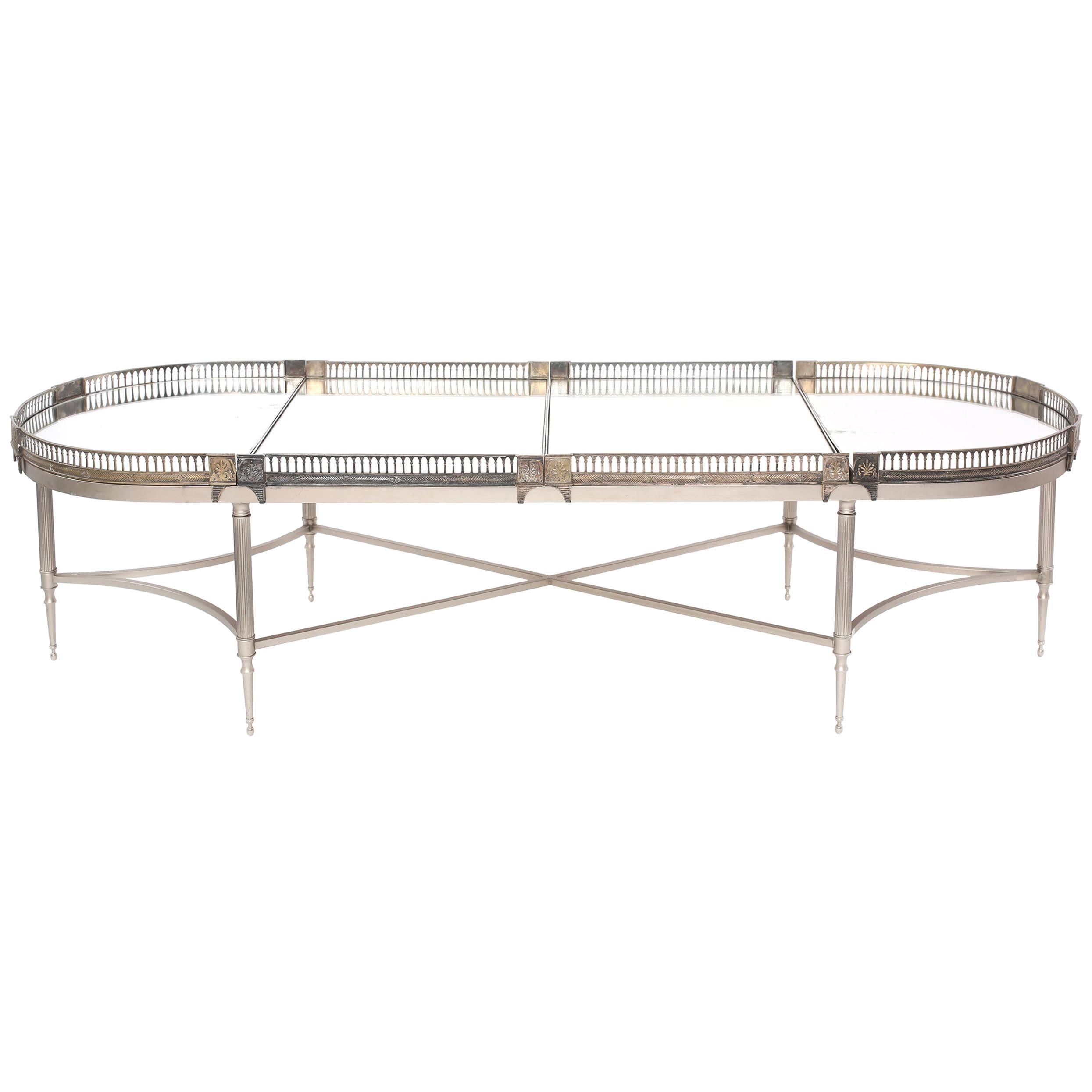 Silver Plated Mirrored Gallery Cocktail / Coffee Table