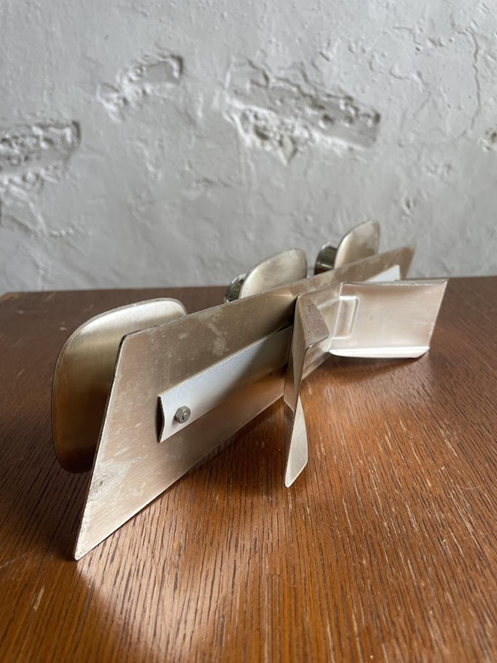 Silver-Plated Modernist Triple Candle Holder 1960s For Sale 2