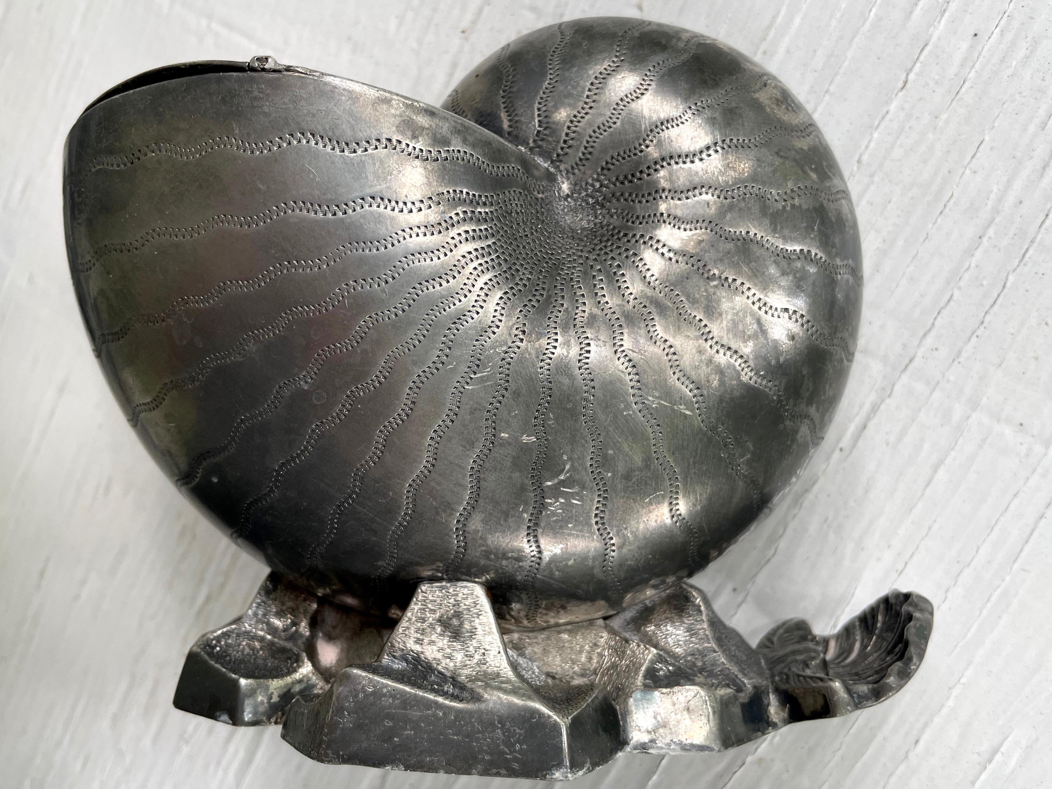 English Silver Plated Nautilus Sculpture For Sale