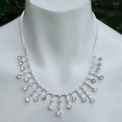 Silver Plated Necklace with Clear Crystal Drops