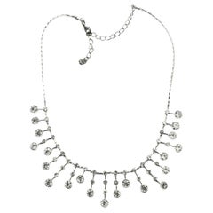 Silver Plated Necklace with Clear Crystal Drops