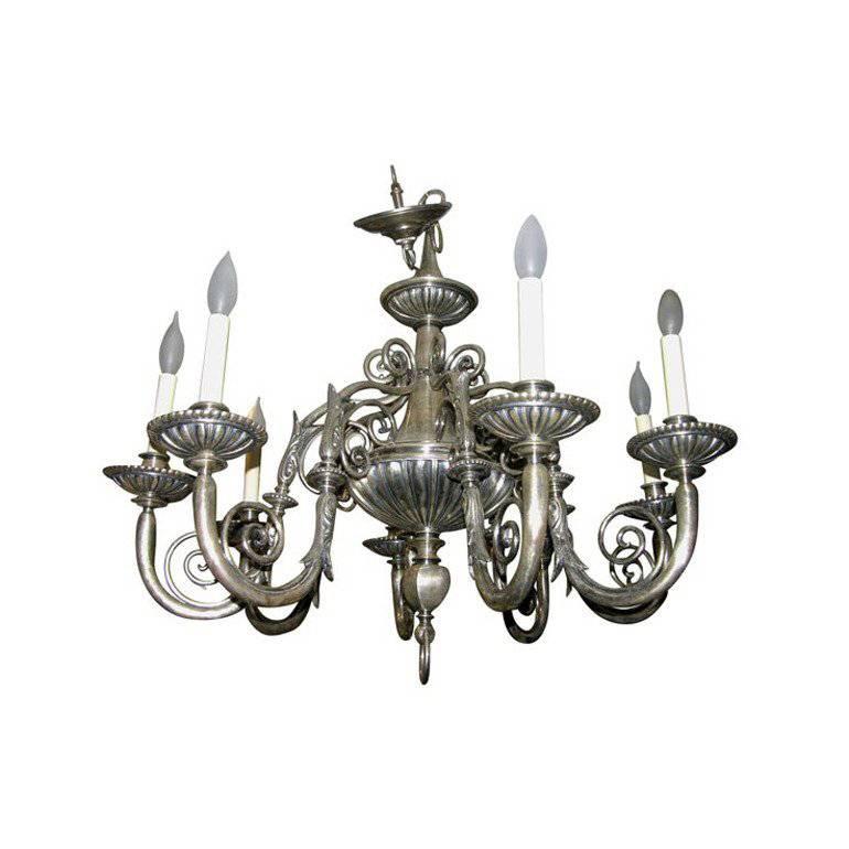 Lampadario neoclassico placcato argento