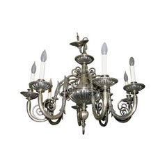 Antique Silver Plated Neoclassic Chandelier