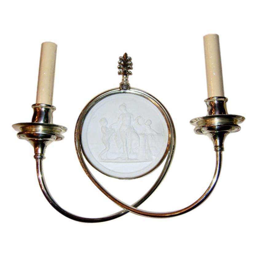British Silver Plated Neoclassic Sconces For Sale