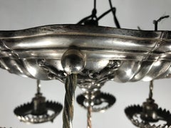 Silver Plated Neoclassic Style Caldwell Pendant Chandelier, circa 1920s
