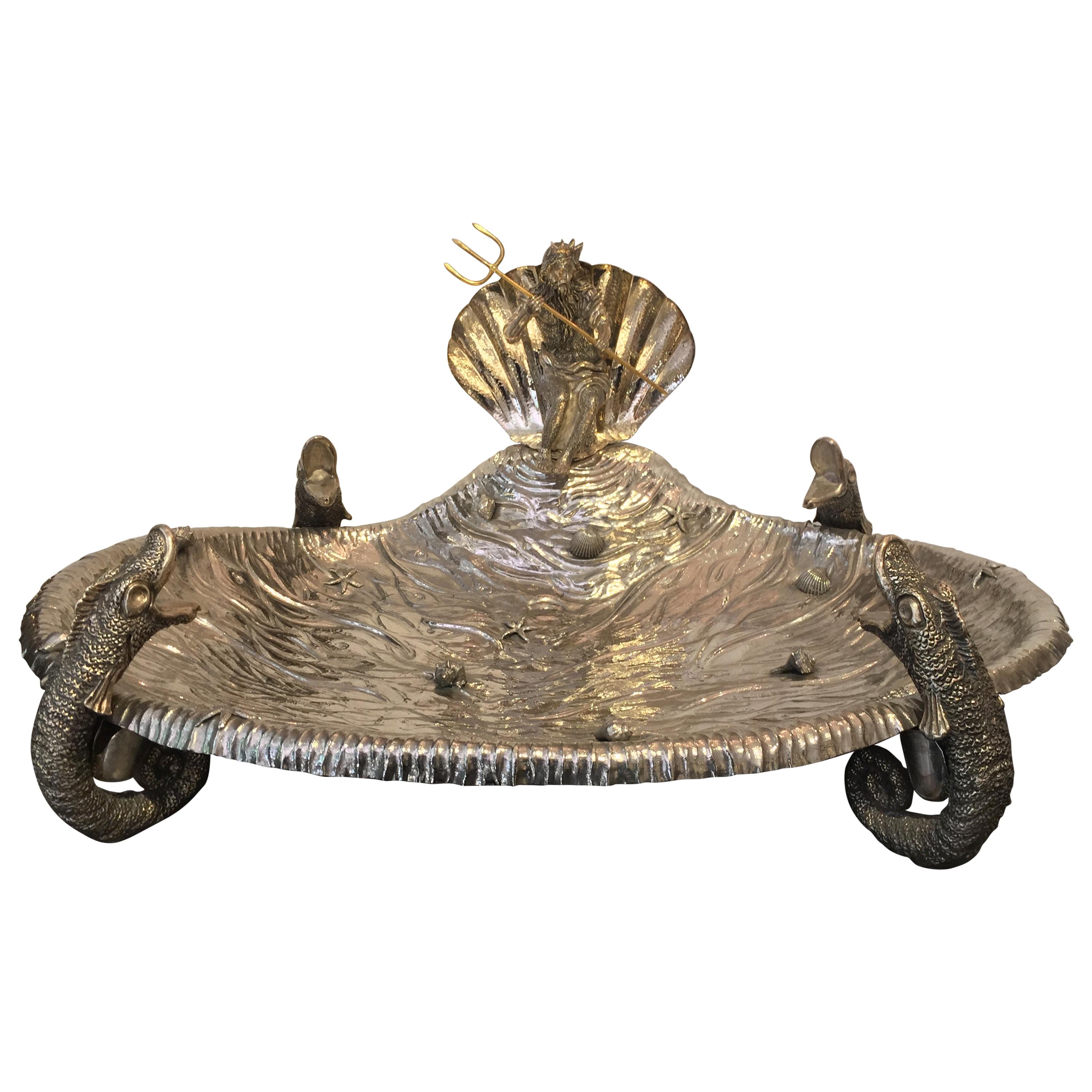 Neptune Fountain large and very decorative Silver Plated 