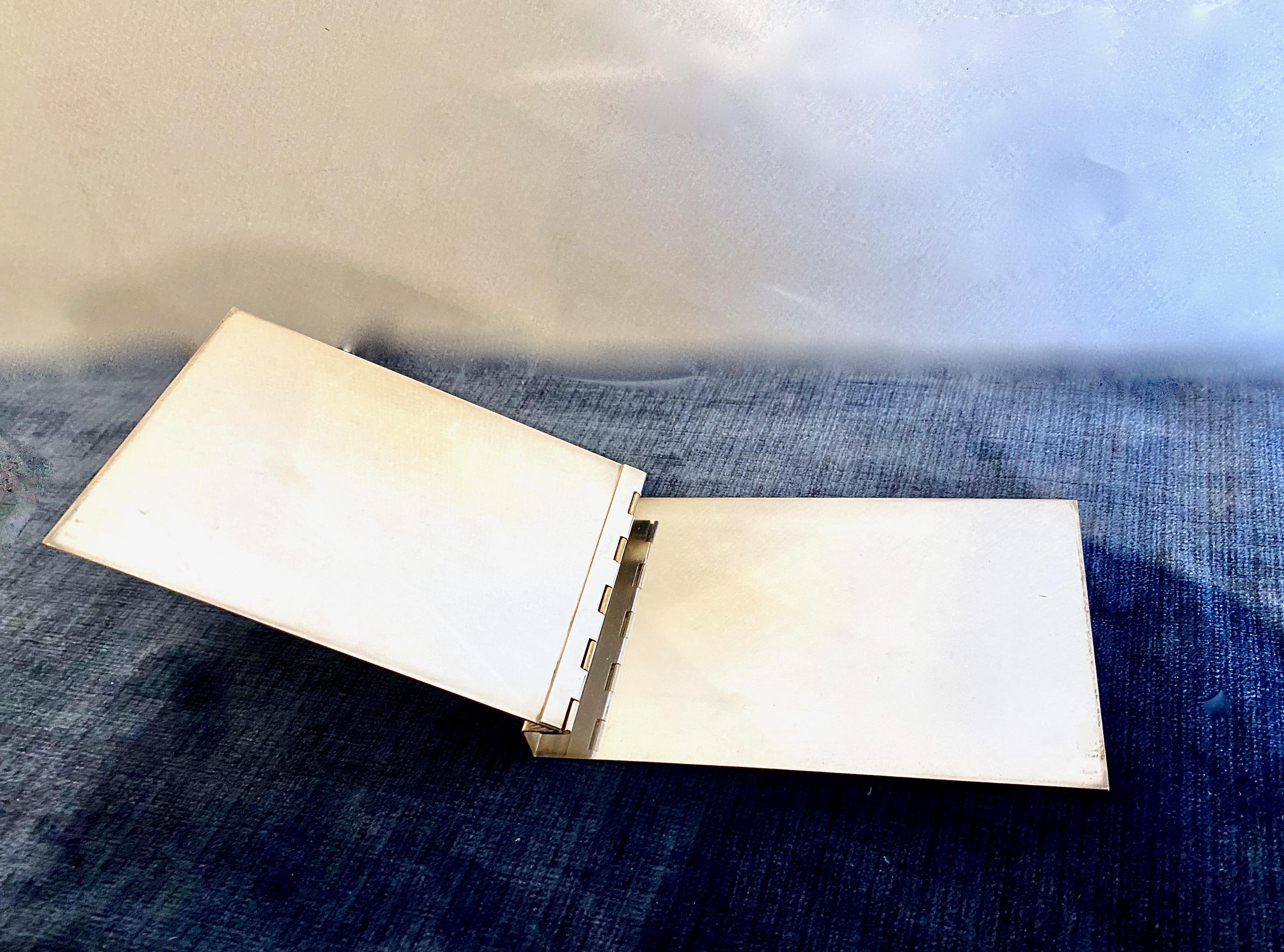 Streamlined Moderne Silver Plated Notepad Caddy-Desk Accessory For Sale