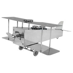 A Silver Plated Novelty Bi-Plane Ink Stand by Franz Reichenberg, circa 1920