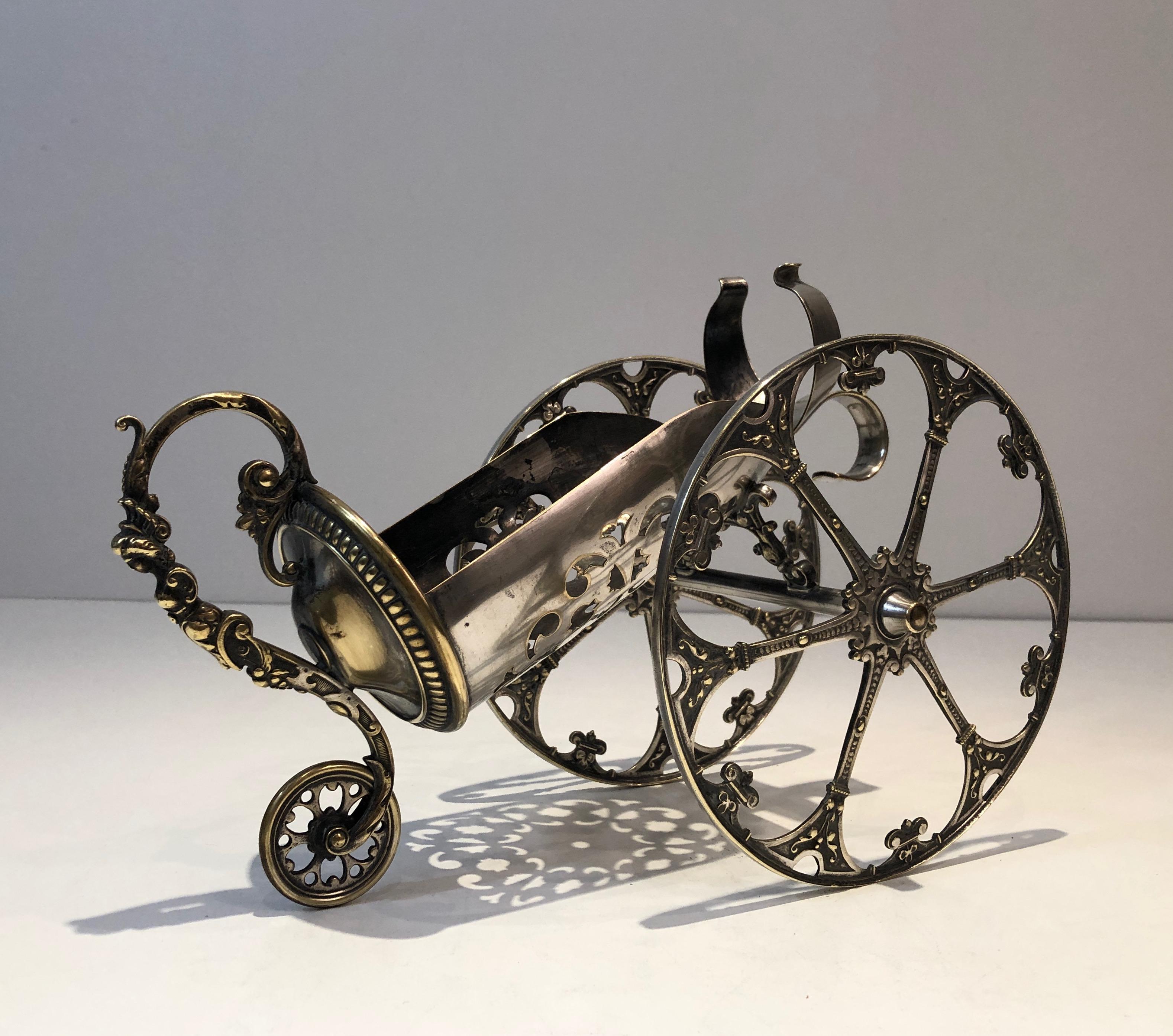 Silver Plated on Bronze Wine Decanter Showing a Cannon with Detailed Ornaments 4