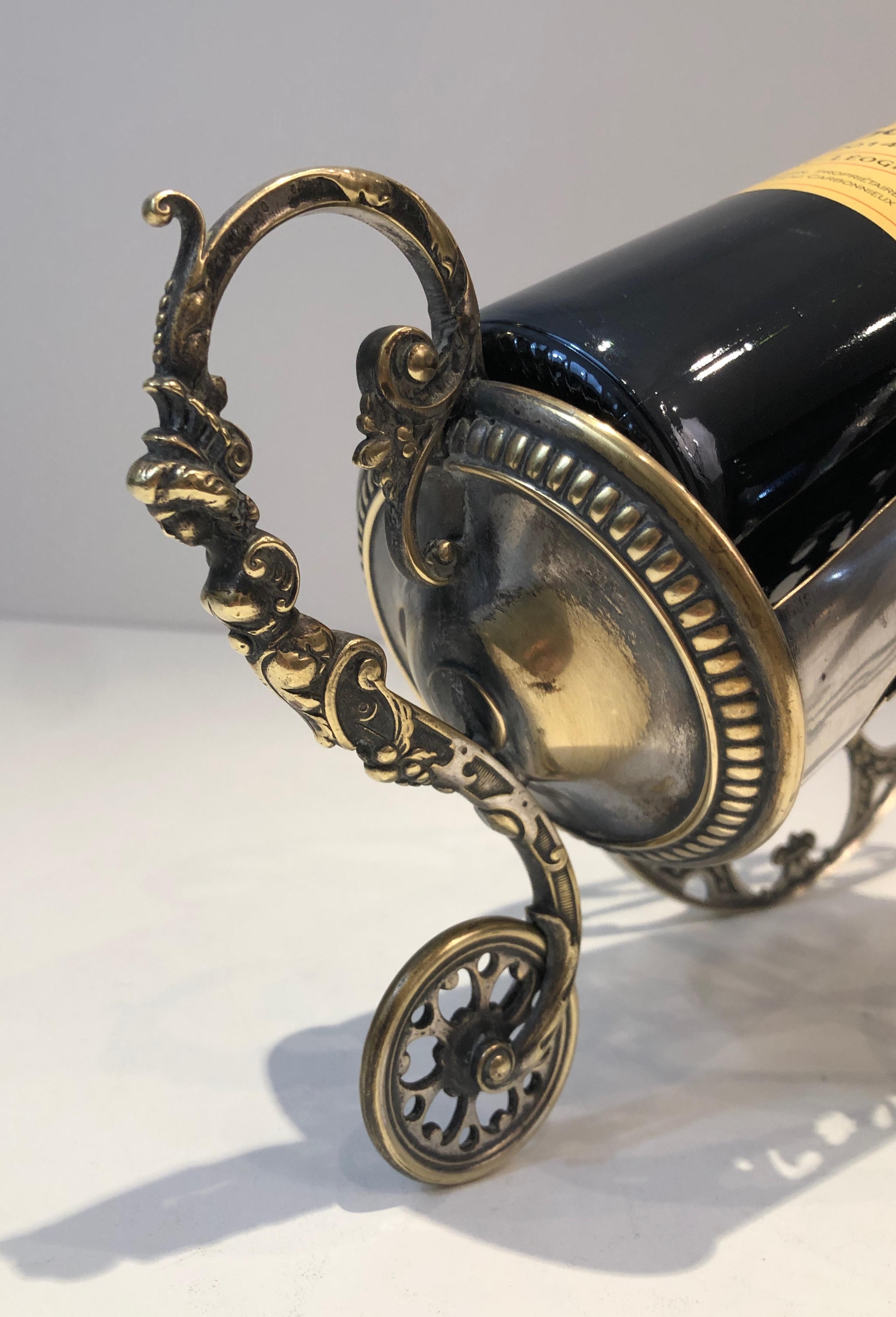 Late 19th Century Silver Plated on Bronze Wine Decanter Showing a Cannon with Detailed Ornaments