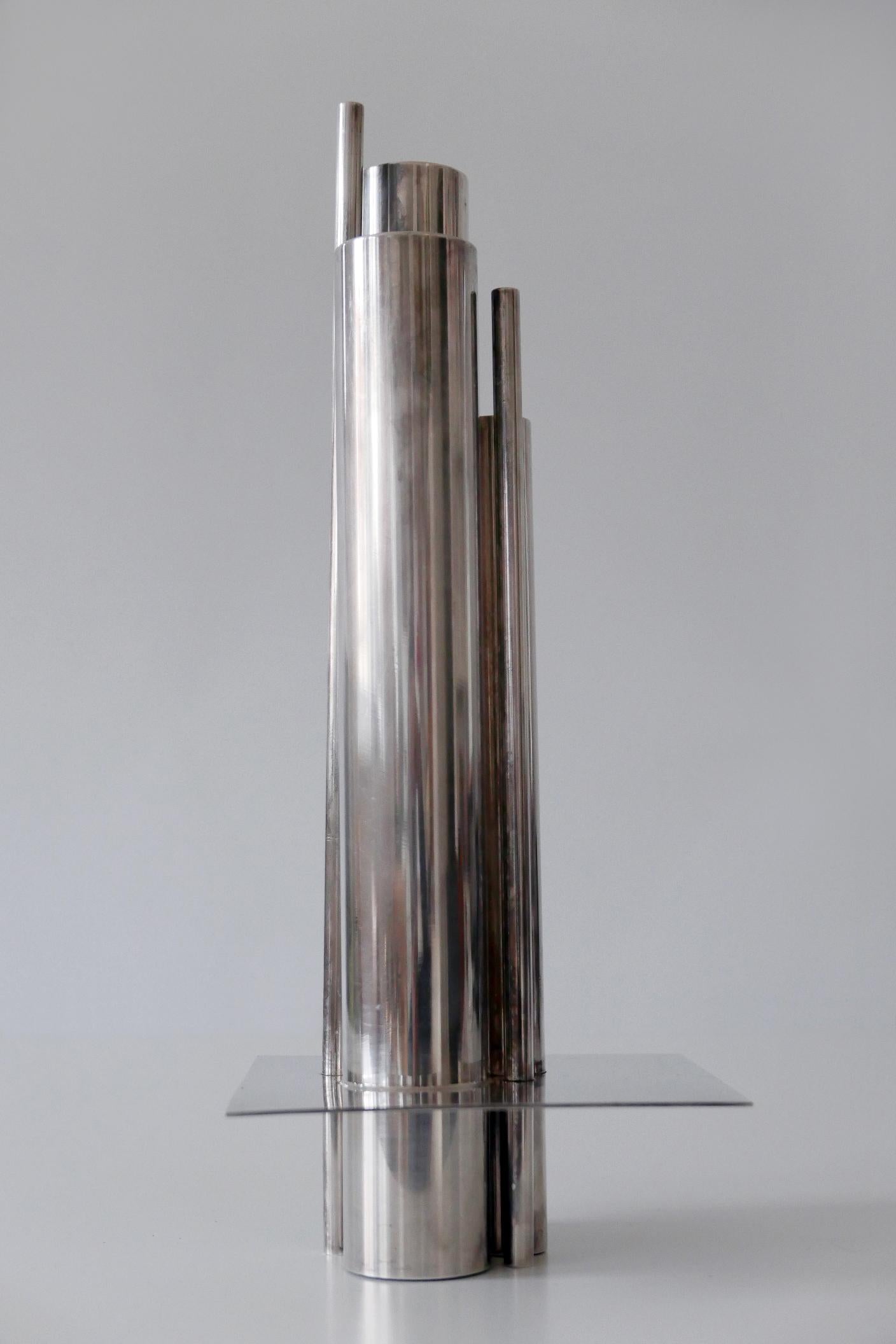 Mid-Century Modern Silver Plated Orgue Vase by Jacques Sitoleux for Christofle, circa 1969 For Sale