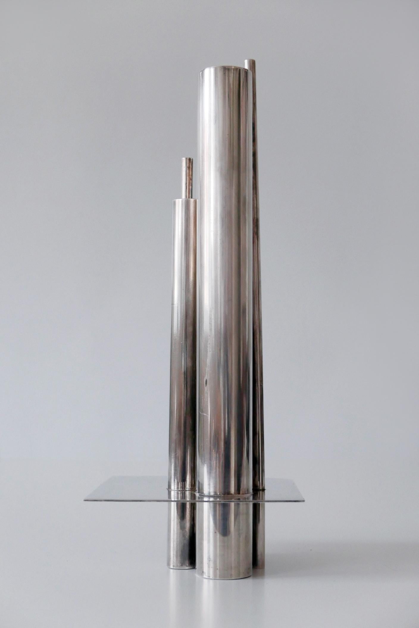 French Silver Plated Orgue Vase by Jacques Sitoleux for Christofle, circa 1969 For Sale