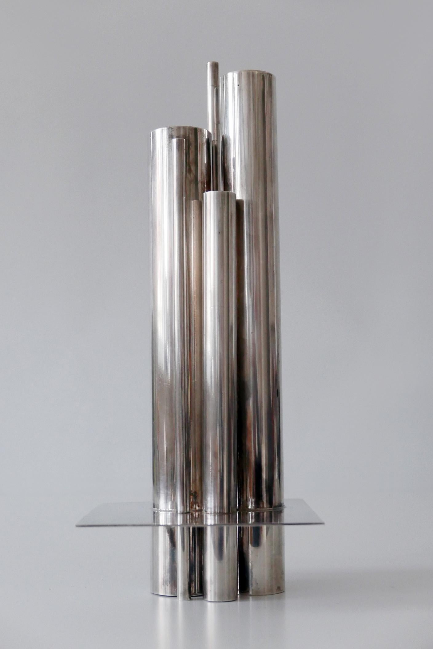 Silver Plated Orgue Vase by Jacques Sitoleux for Christofle, circa 1969 In Good Condition For Sale In Munich, DE