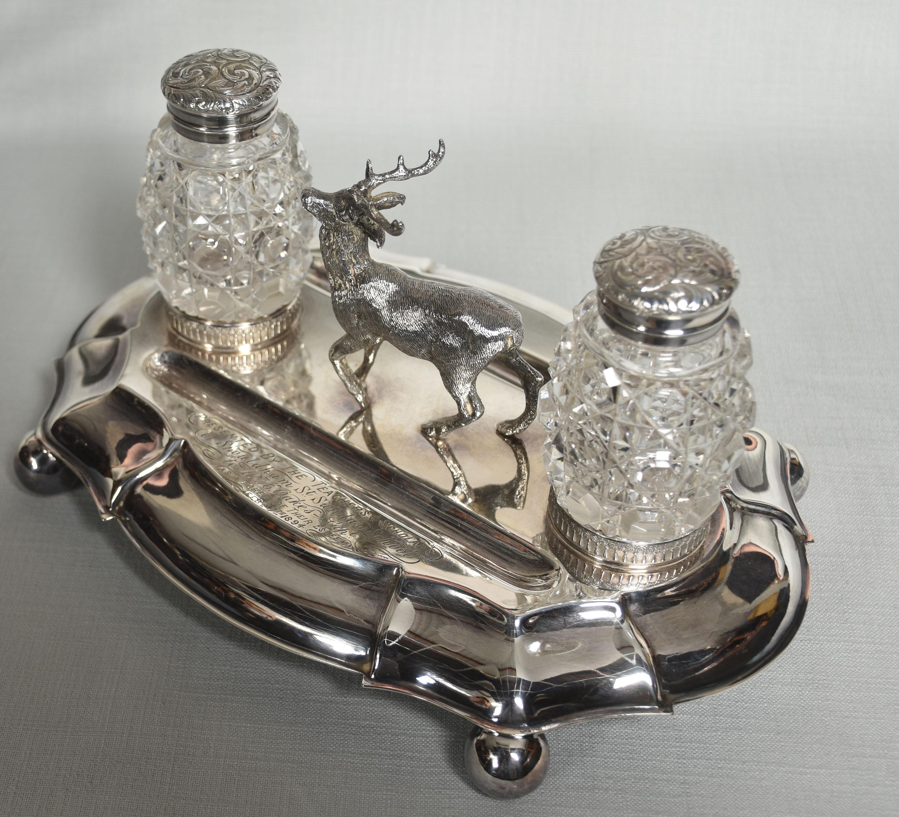 British Silver Plated Oval Desk Stand