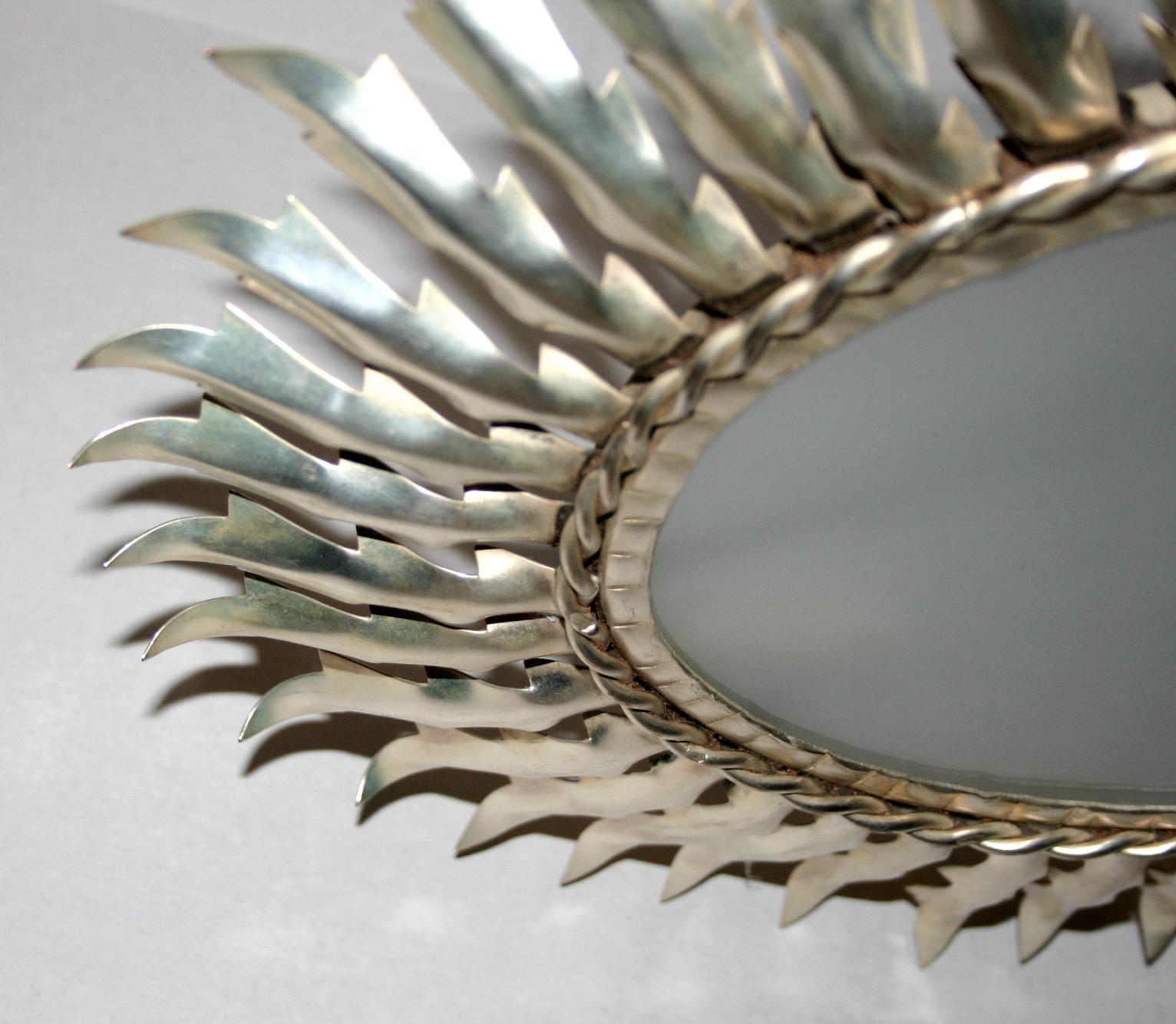 French Silver Plated Oval Sunburst For Sale