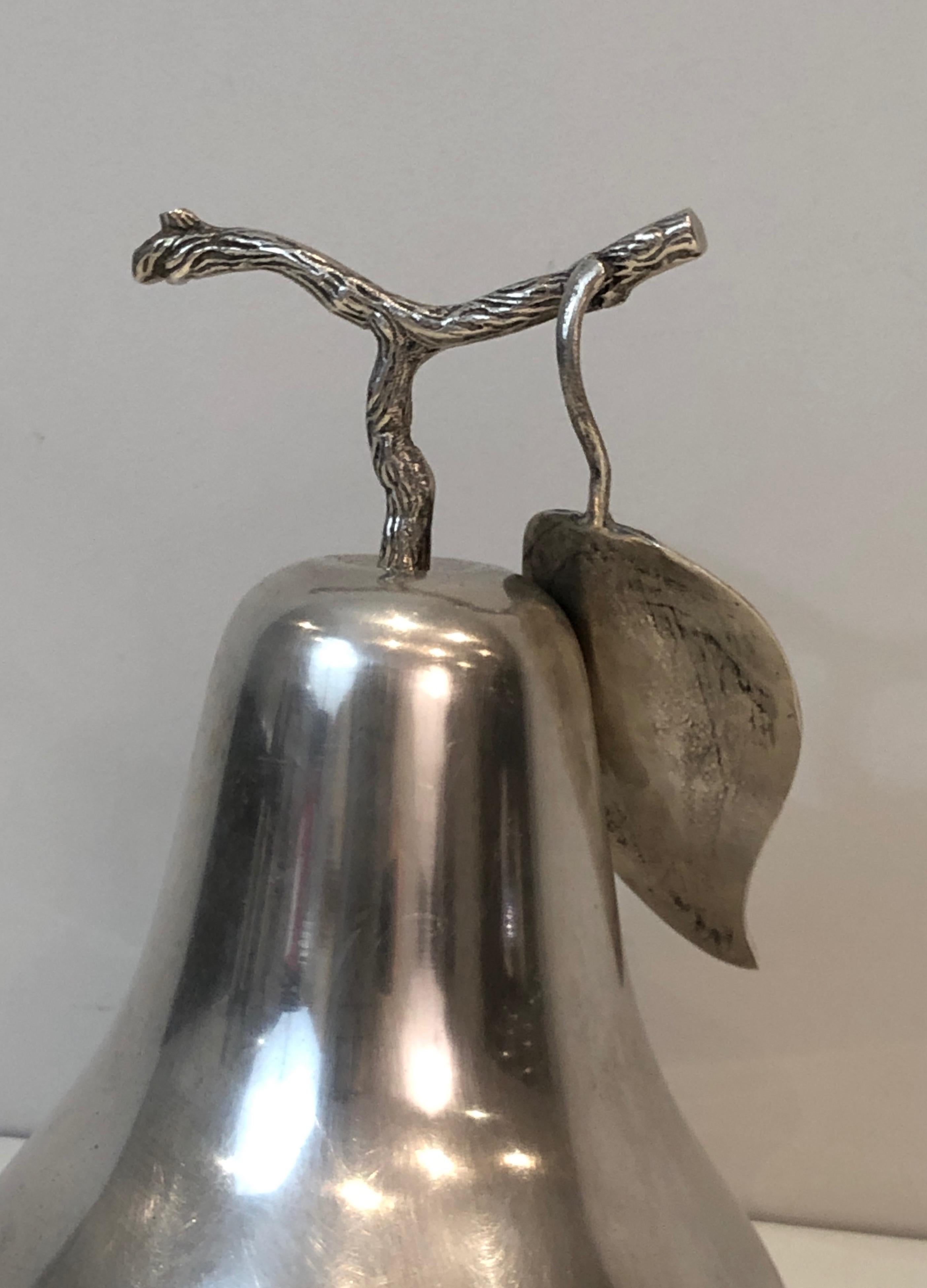 Mid-Century Modern Silver Plated Pear Ice Bucket 'a Bit Damaged', Italy, Circa 1970 For Sale