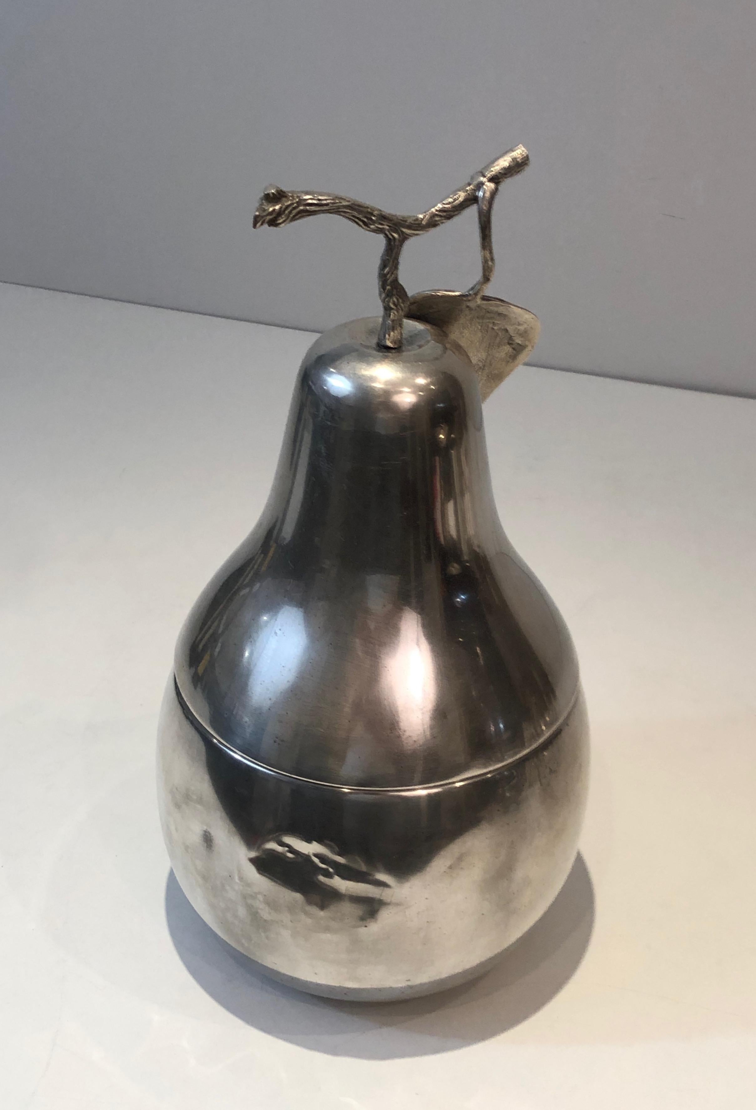 French Silver Plated Pear Ice Bucket 'a Bit Damaged', Italy, Circa 1970 For Sale