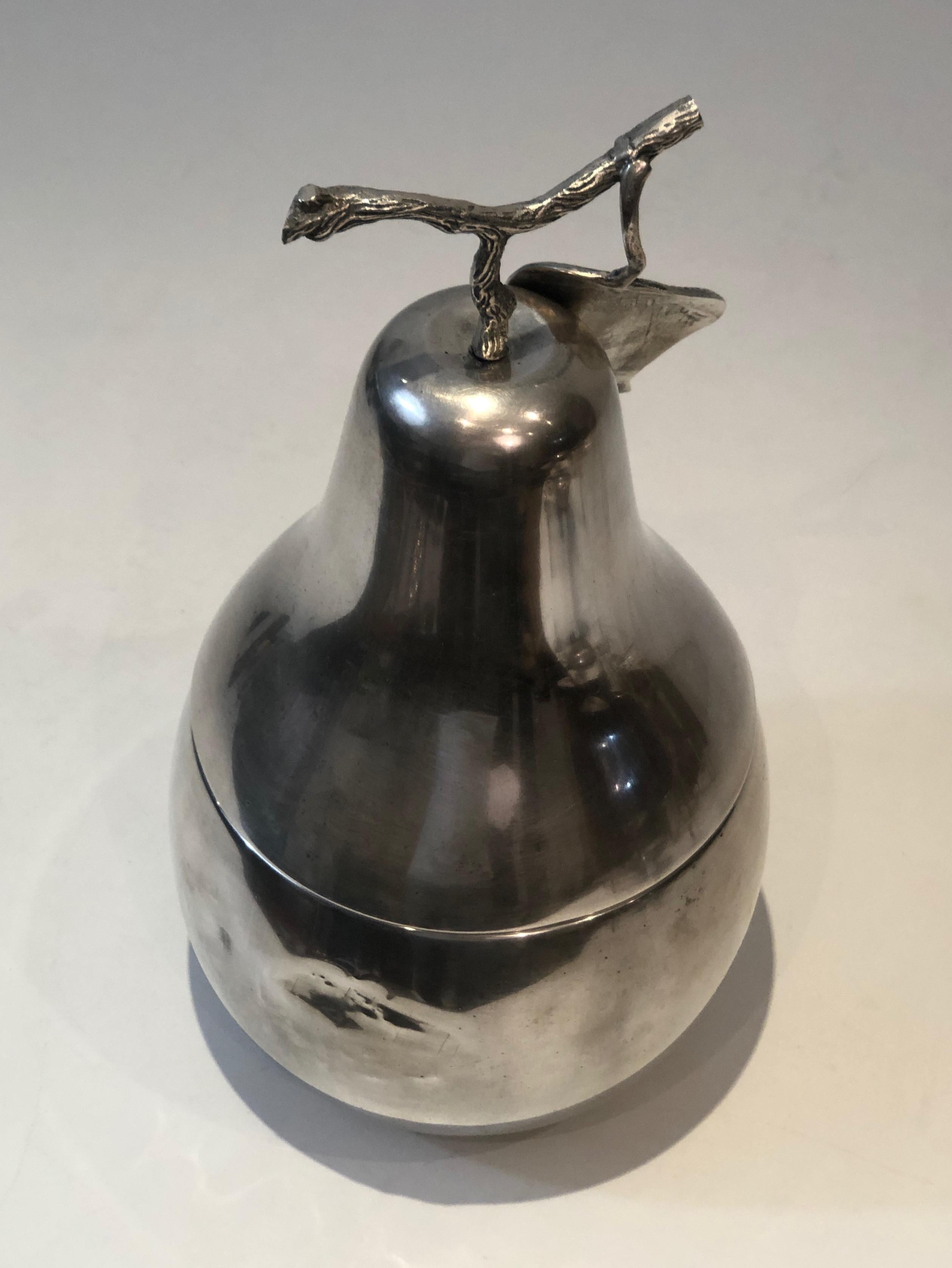 Silver Plated Pear Ice Bucket 'a Bit Damaged', Italy, Circa 1970 In Good Condition For Sale In Marcq-en-Barœul, Hauts-de-France