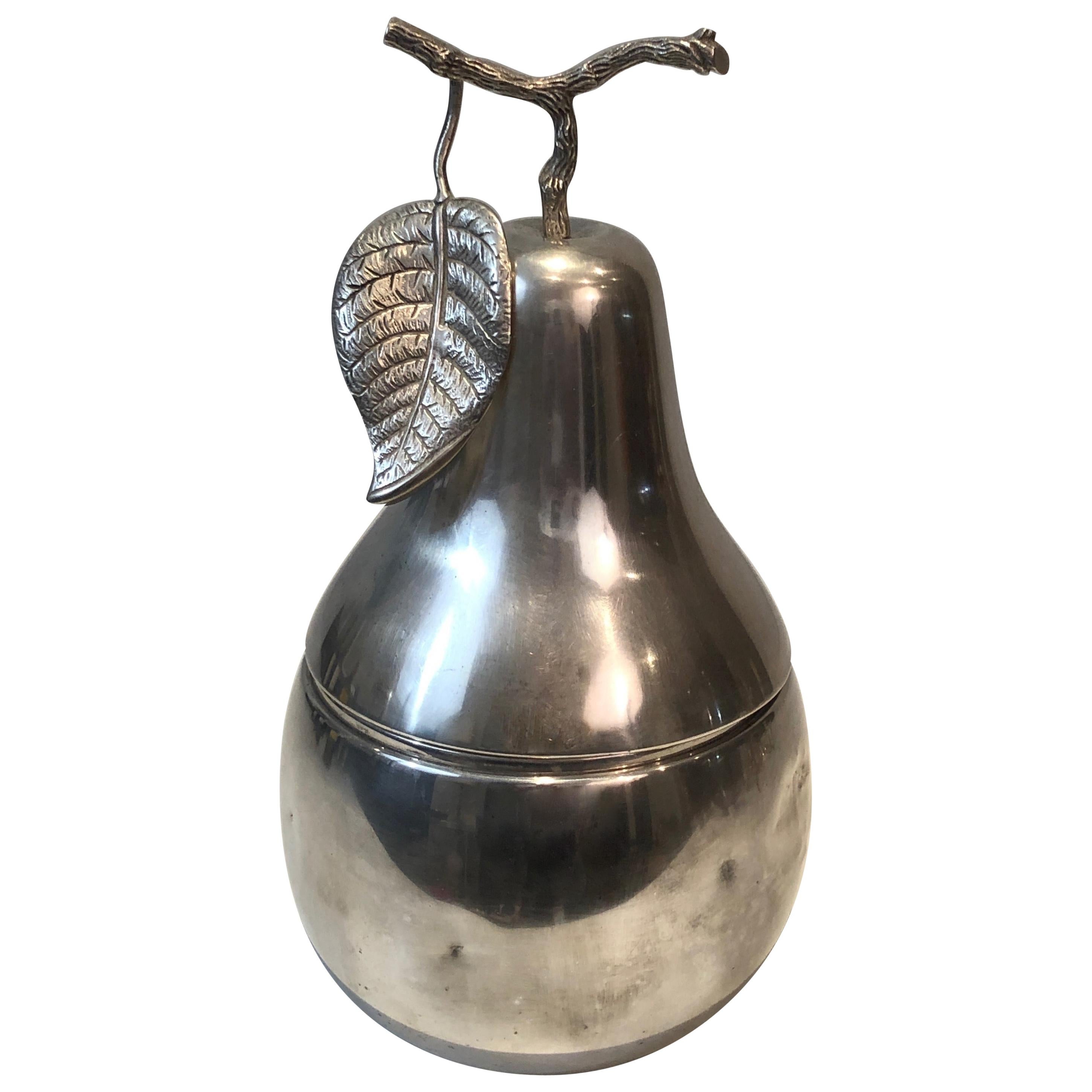 Silver Plated Pear Ice Bucket 'a Bit Damaged', Italy, Circa 1970 For Sale