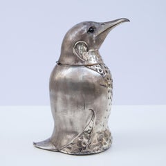 Silver Plated Penguin Ice Bucket Wine Cooler, Italy, 1960s