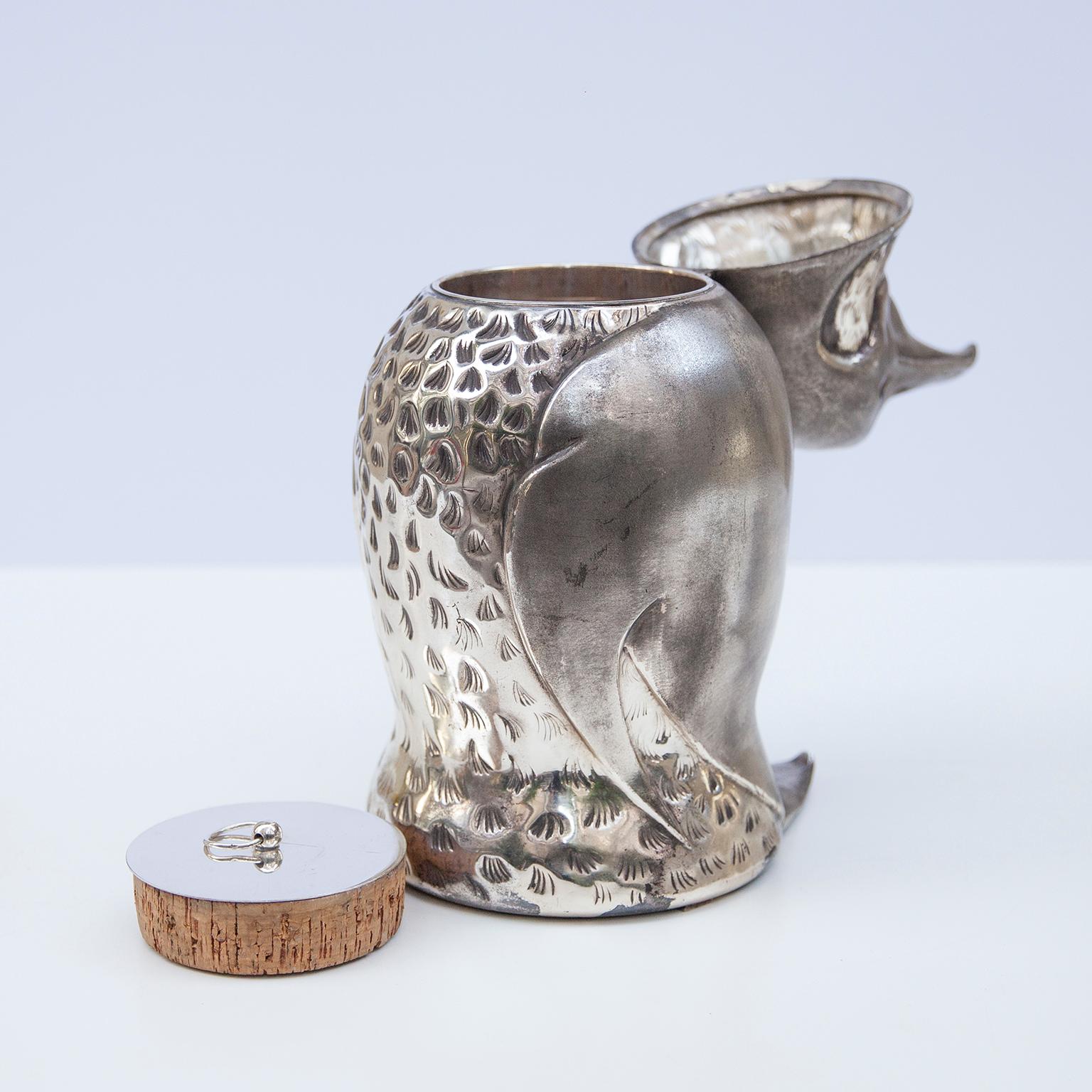 Hollywood Regency Silver Plated Penguin Ice Bucket Wine Cooler, Italy, 1960s