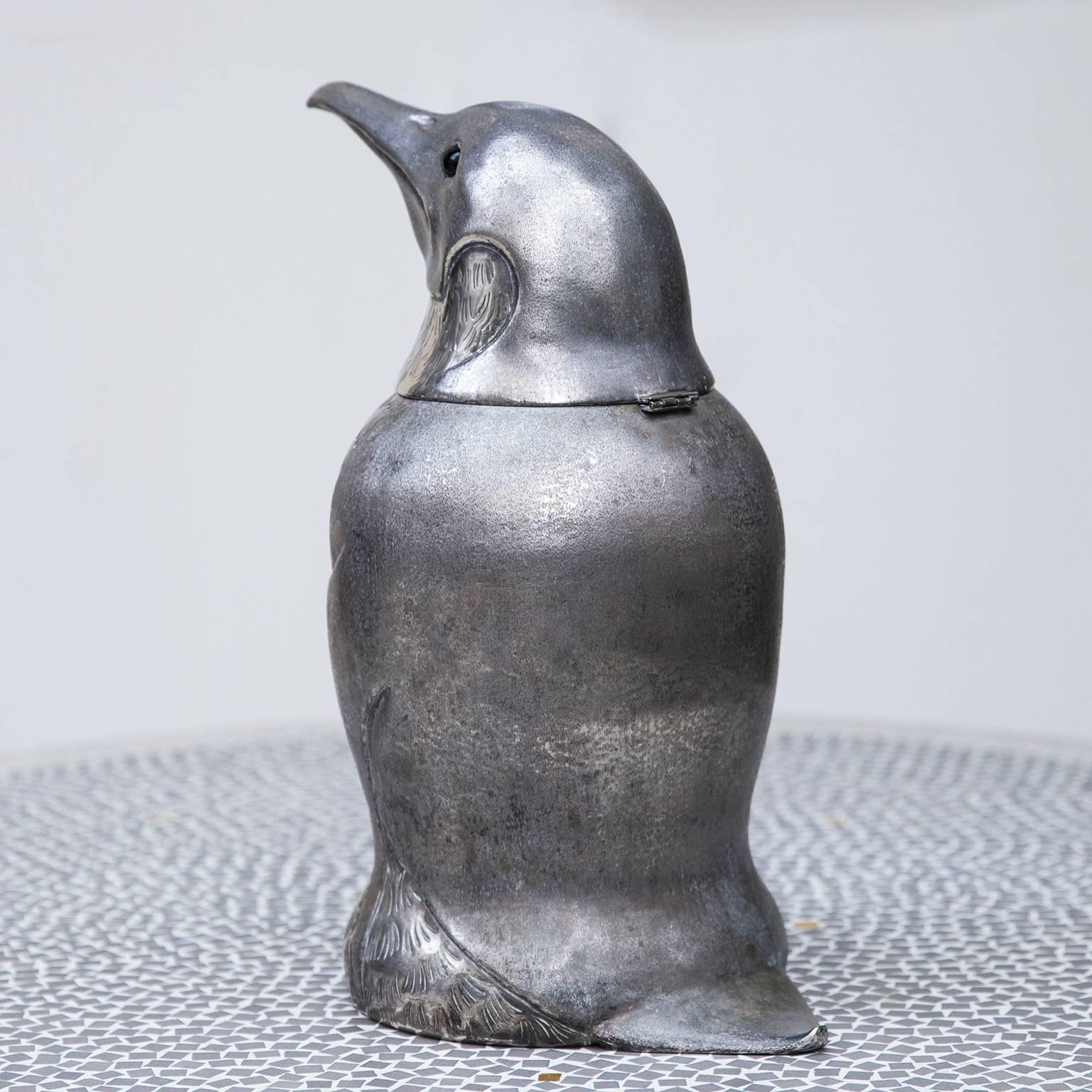 Hollywood Regency Silver Plated Penguin Ice Bucket Wine Cooler, Italy, 1970s