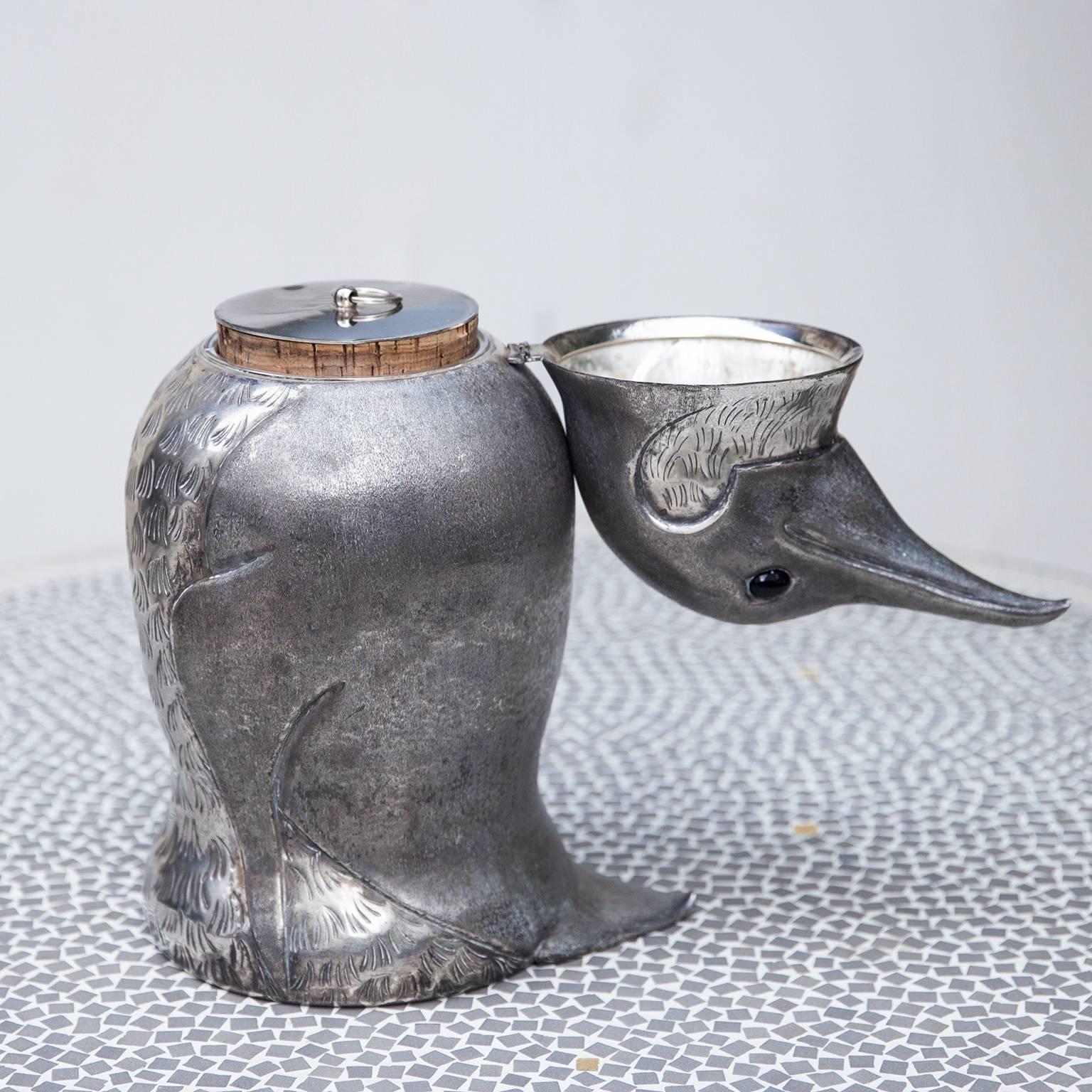 Late 20th Century Silver Plated Penguin Ice Bucket Wine Cooler, Italy, 1970s